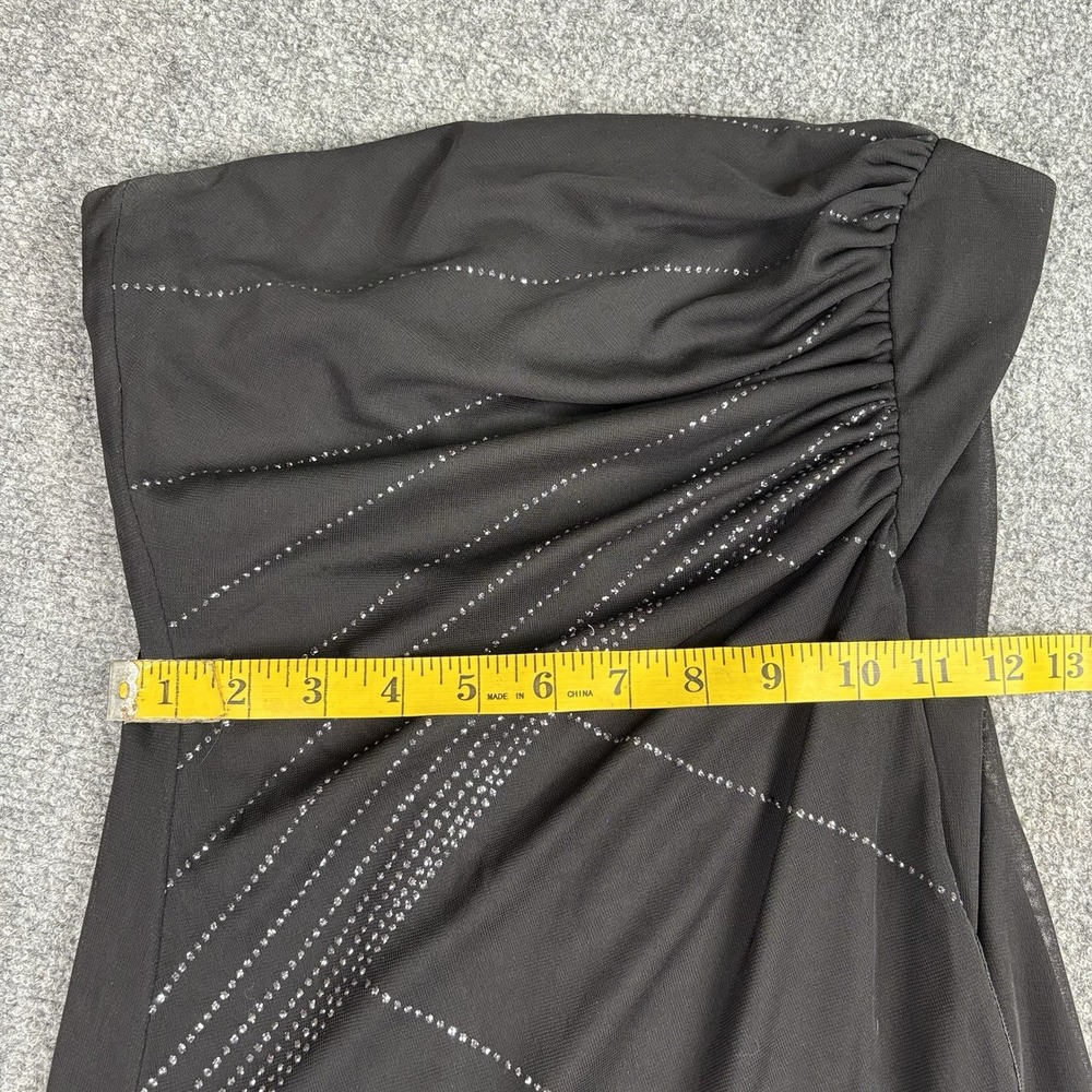 Vintage Y2K Byer Too Dress Women S‎ Black Strapless Rhinestone Ruched High Low - Picture 12 of 16